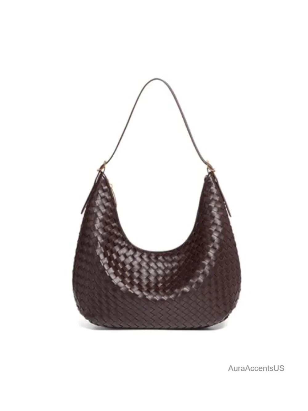 Woven Hobo Bag Large Vegan Leather Purse Crescent Bag for Work Travel Daily